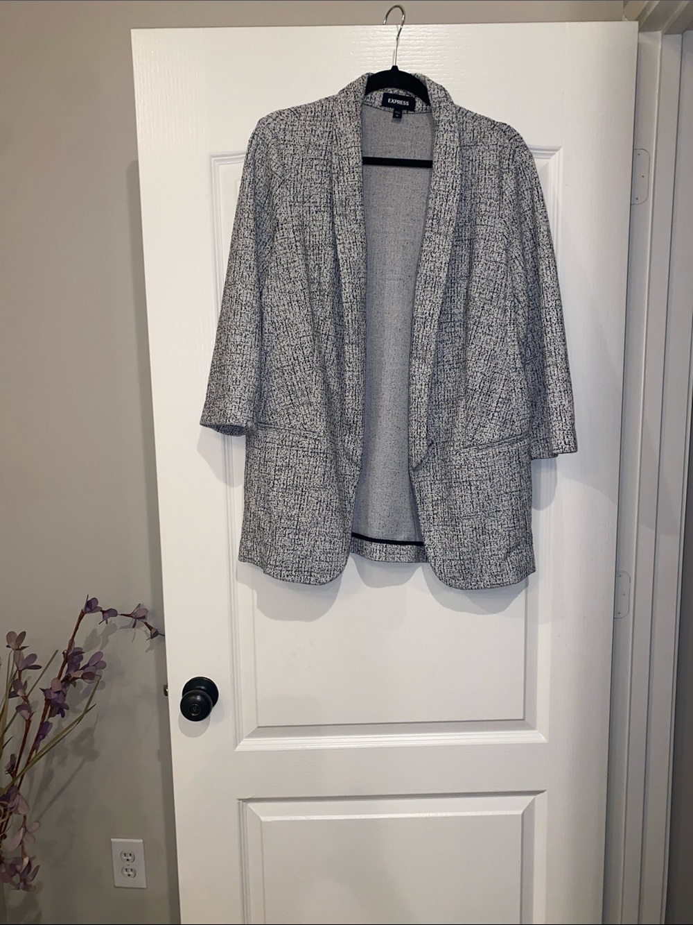 Express Women’s Gray Open-Front Textured Blazer